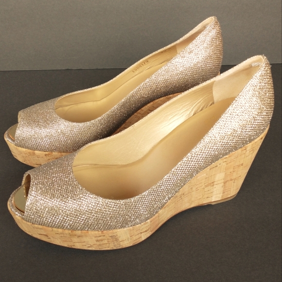 Stuart Weitzman Gold Shimmery Wedges